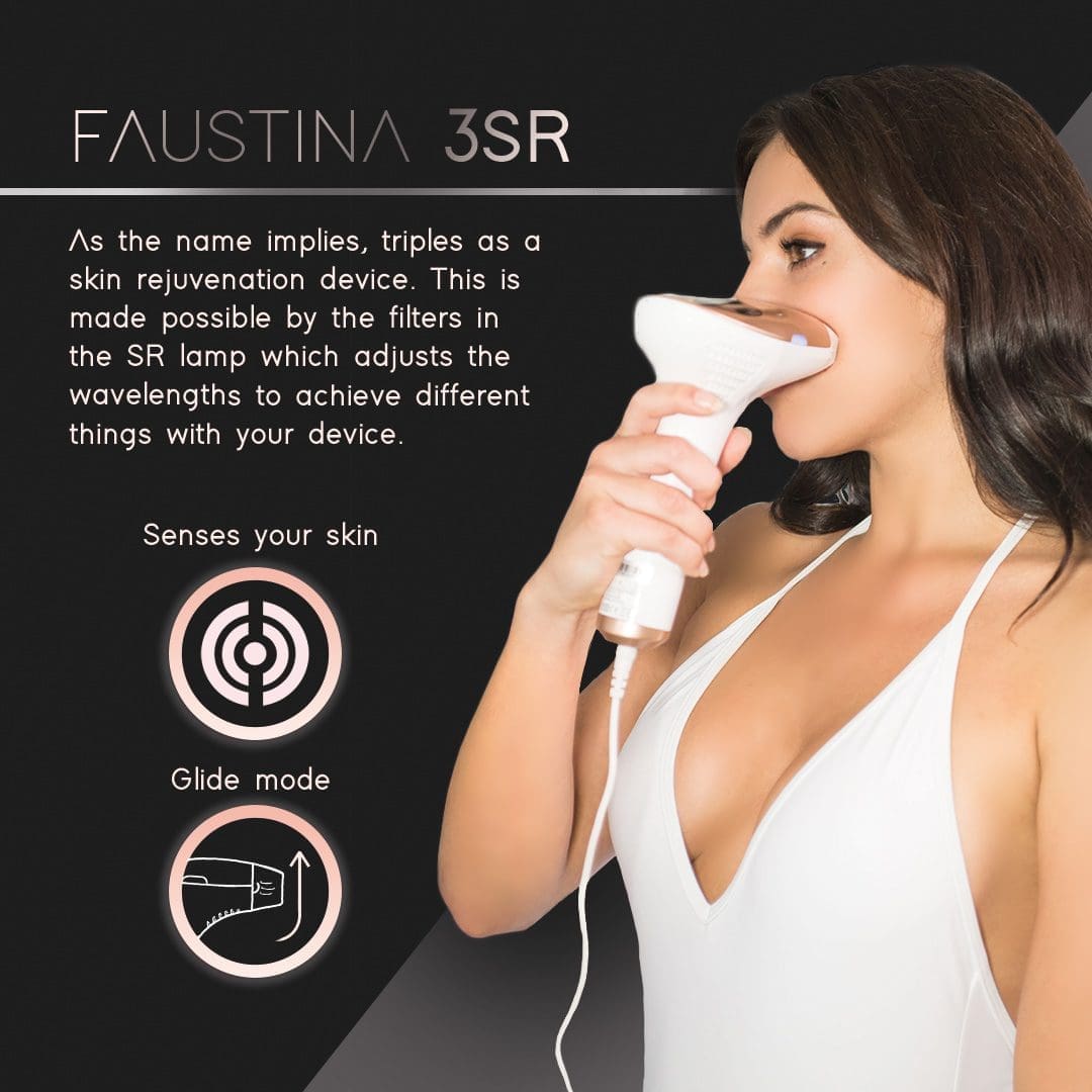FAUSTINA Skin Rejuvenation IPL (1,500,000 Shots) USA & UK Plug Adapters | Free Pouch & Sunglasses.