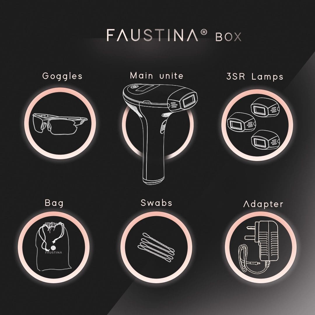 FAUSTINA Skin Rejuvenation IPL (1,500,000 Shots) USA & UK Plug Adapters | Free Pouch & Sunglasses.